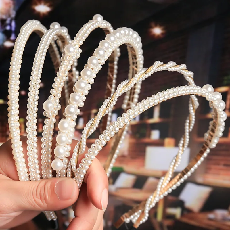 Details about   Elegant Women's Headband Hairband Pearl Tie Crystal Hair Band Hoop Accessories 