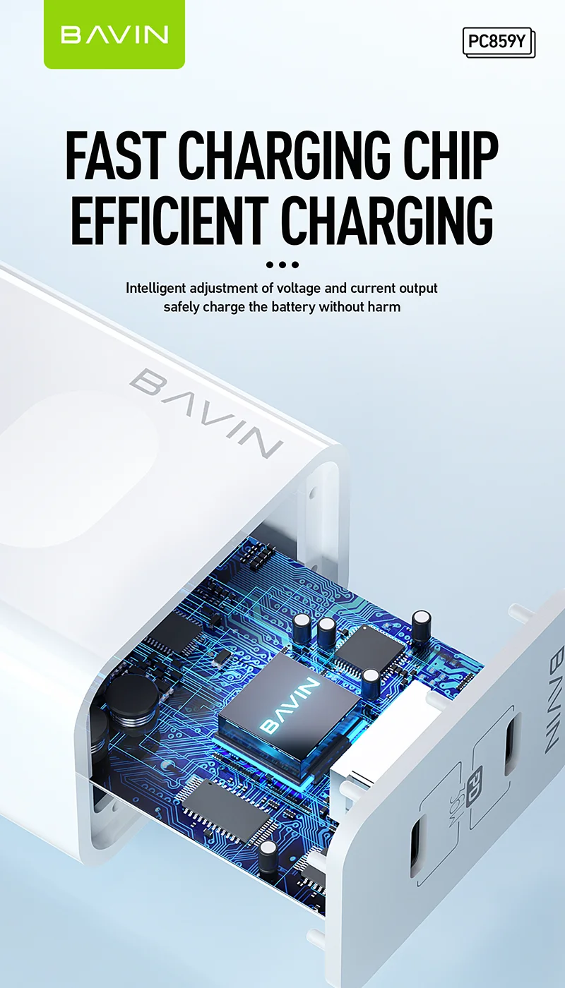 Bavin Pd 36w Dual Port Super Charging Eu Plug Portable Adapter Usb-c Laptop Mobile Cell Phone ...