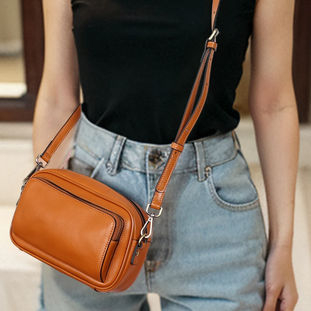Wholesale Fashion Mini Full Grain Cowhide Leather Crossbody Hand Bags Real Leather Shoulder Bag Leather for Lady Women