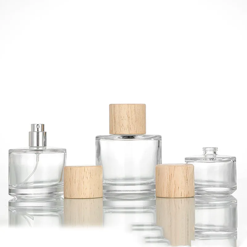 Wholesale Empty clear 30ml 50ml 100ml Round Perfume Bottle Cosmetic Packaging Perfume Bottle Packaging Box
