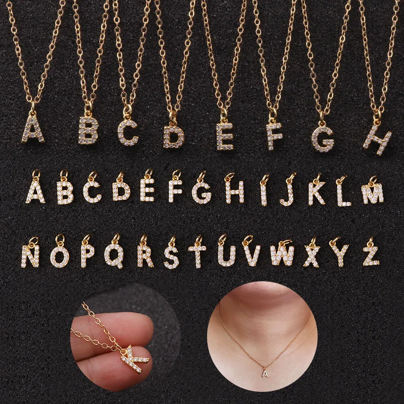 26 A~z Gold Plated Small Rhinestone 