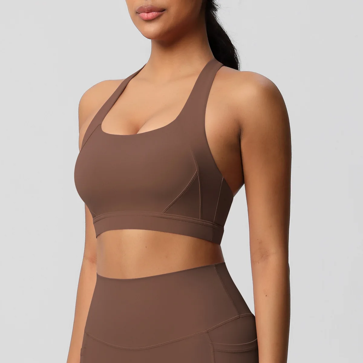 Solid Tight Yoga Vest Sports Underwear Shockproof High Strength Bra Pilates Running Outd preview