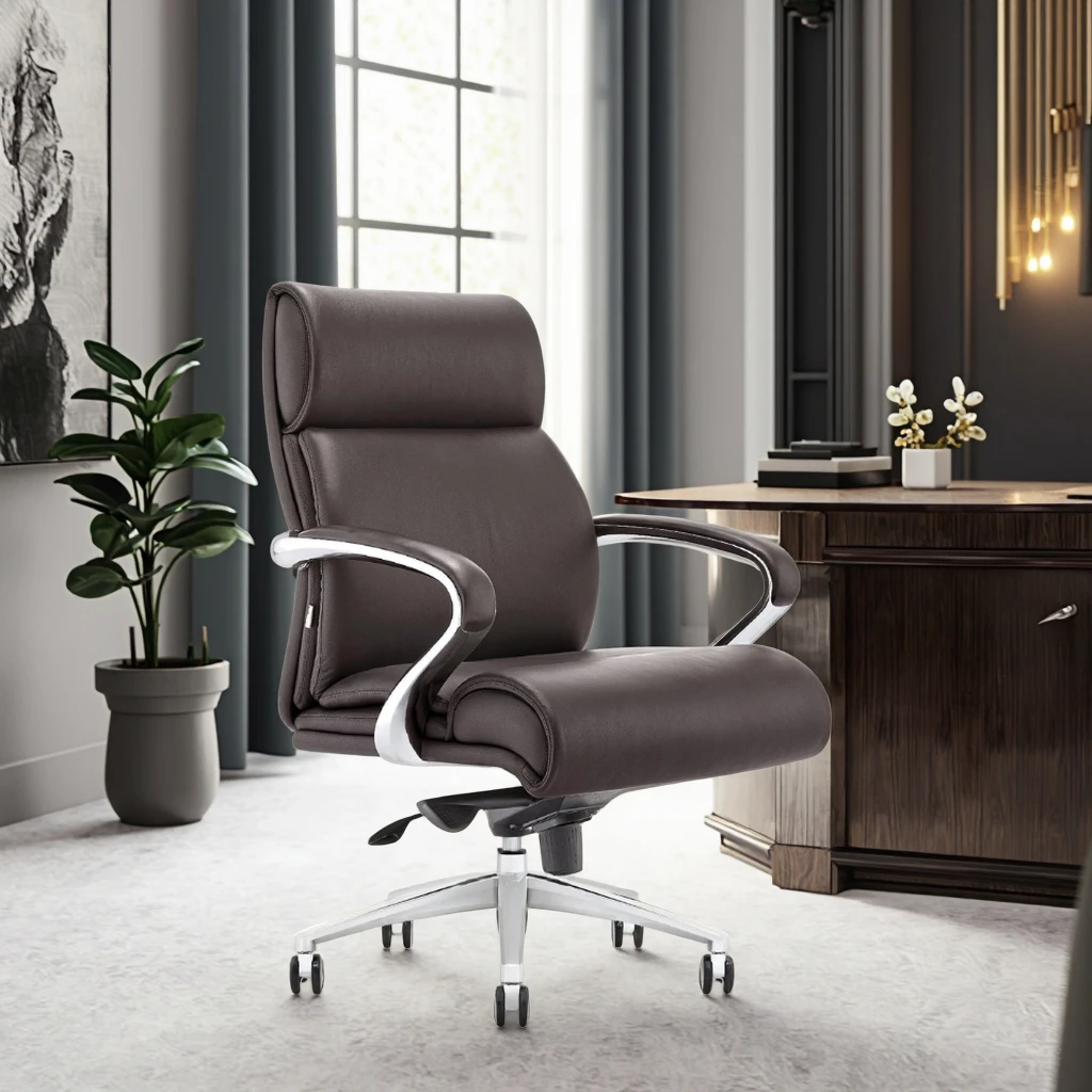 High-end Office Managers Chair Quadruple Locking Mechanism Breathable PU Leather Commercial Grade Seating 5