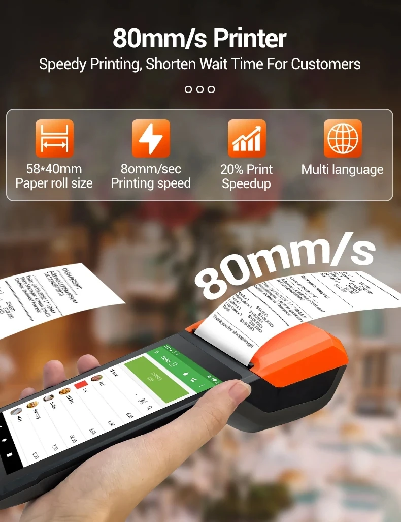 TOTALPOS Factory OEM H10 4G Handheld POS Barcode Scanner System Android 13 Mobile Pos Terminal Machine With 58mm Receipt Printer