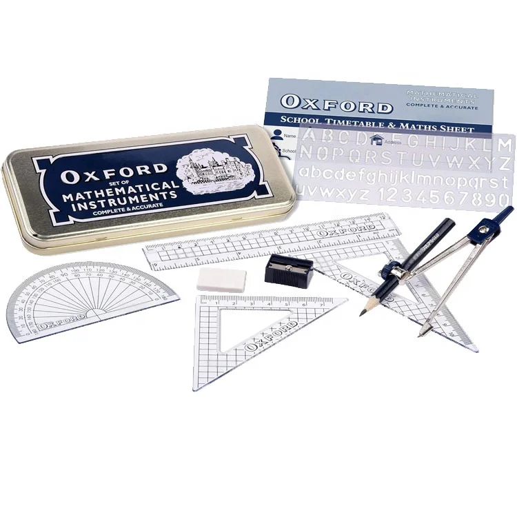 2025 New Max Math Set Oxford Professional Geometry Sets with Storage Tin Made of Durable Metal