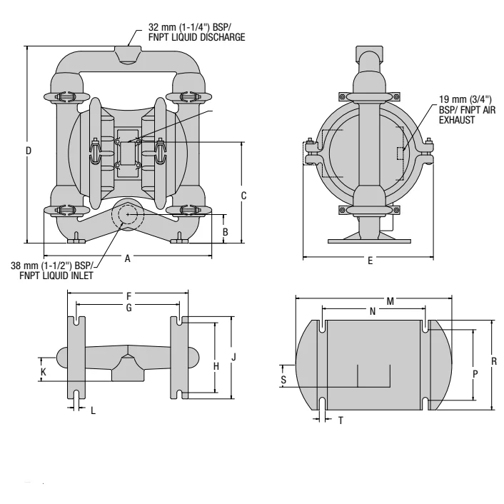 T8 wilden pneumatic diaphragm pump with ptfe/rubber diaphragm fit in wilden pump details