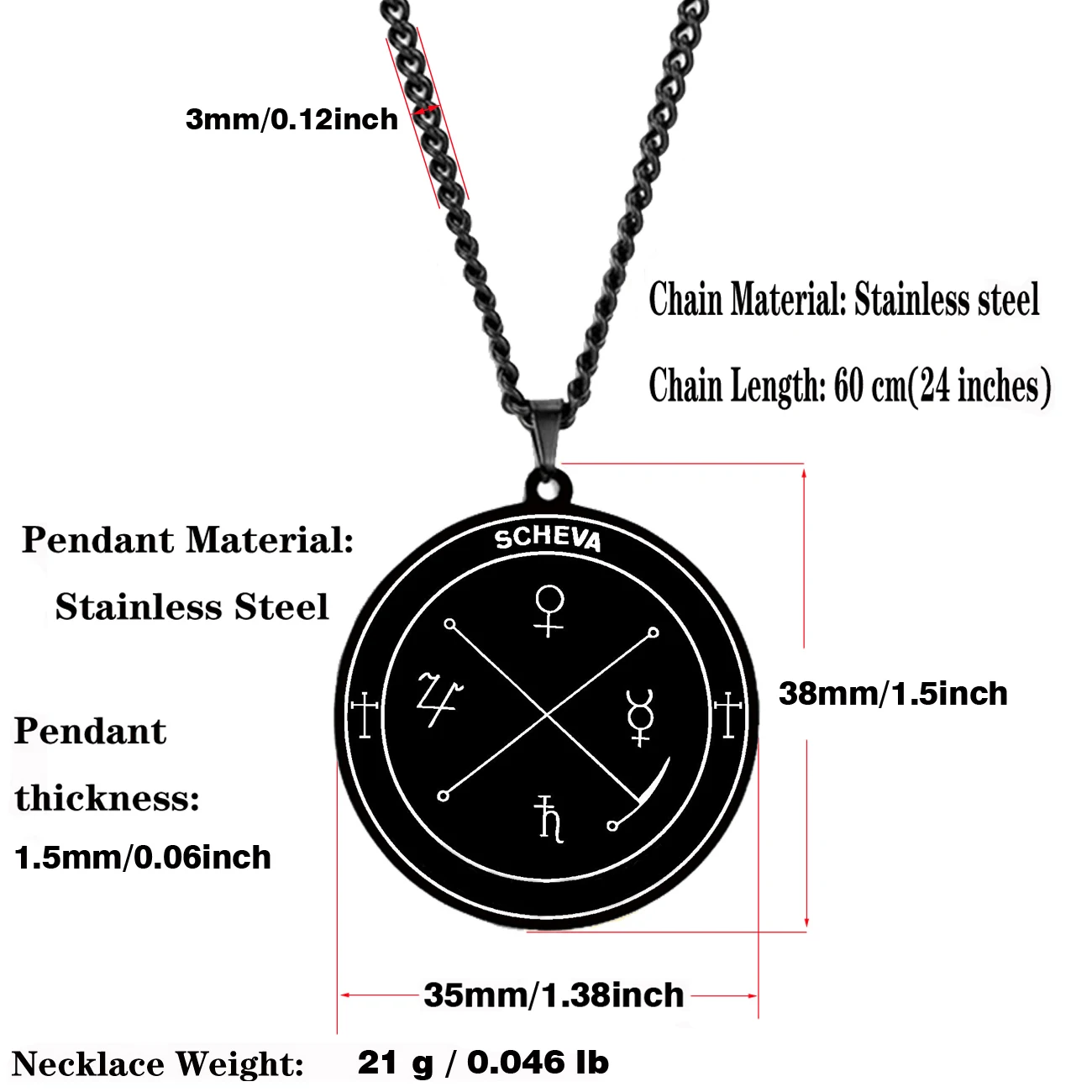 SCHEVA Get Luck in Business Succeed in All Companies Powerful Amulet Talisman Jewelry Laser Cut Stainless Steel Pendant Necklace