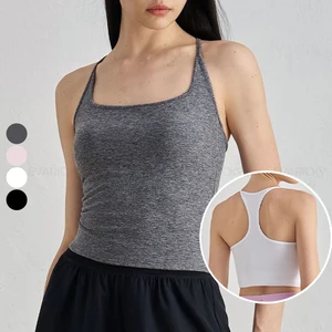 High Quality Breathable Women's Racer Back Fitness Tank Top with Padded Gym Vest Square Neck Sleeveless Quick Dry Sweat-Wicking