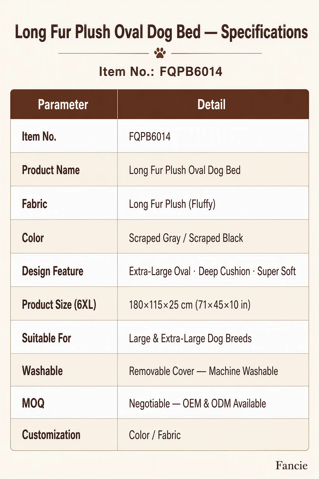 Fancie Giant Oval Dog Bed Long — Product details 3