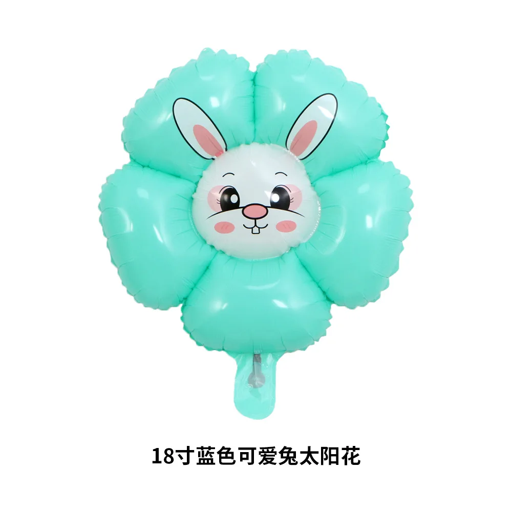 New Rabbit Sunflower Aluminum Film Balloon Cute Animal Foil Balloons Wholesale Easter Bunny Rabbit Girl Birthday