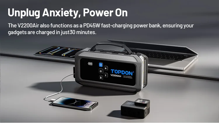 TOPDON V2200AIR 2-in-1 2200A Jump Starter with Air Compressor