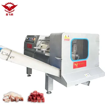 SUS304 Electric Industrial Beef Dicer / Diced Frozen Meat Cutting Machine With Conveyor