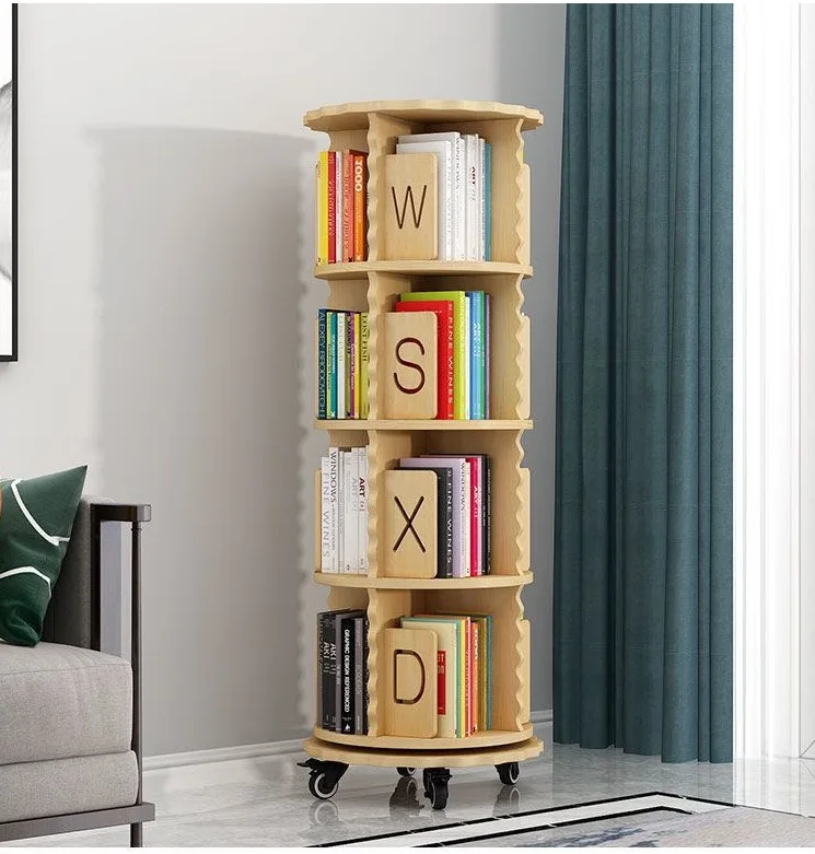 Kids Book Shelves Wooden Storage Bookshelf For Children Rotating