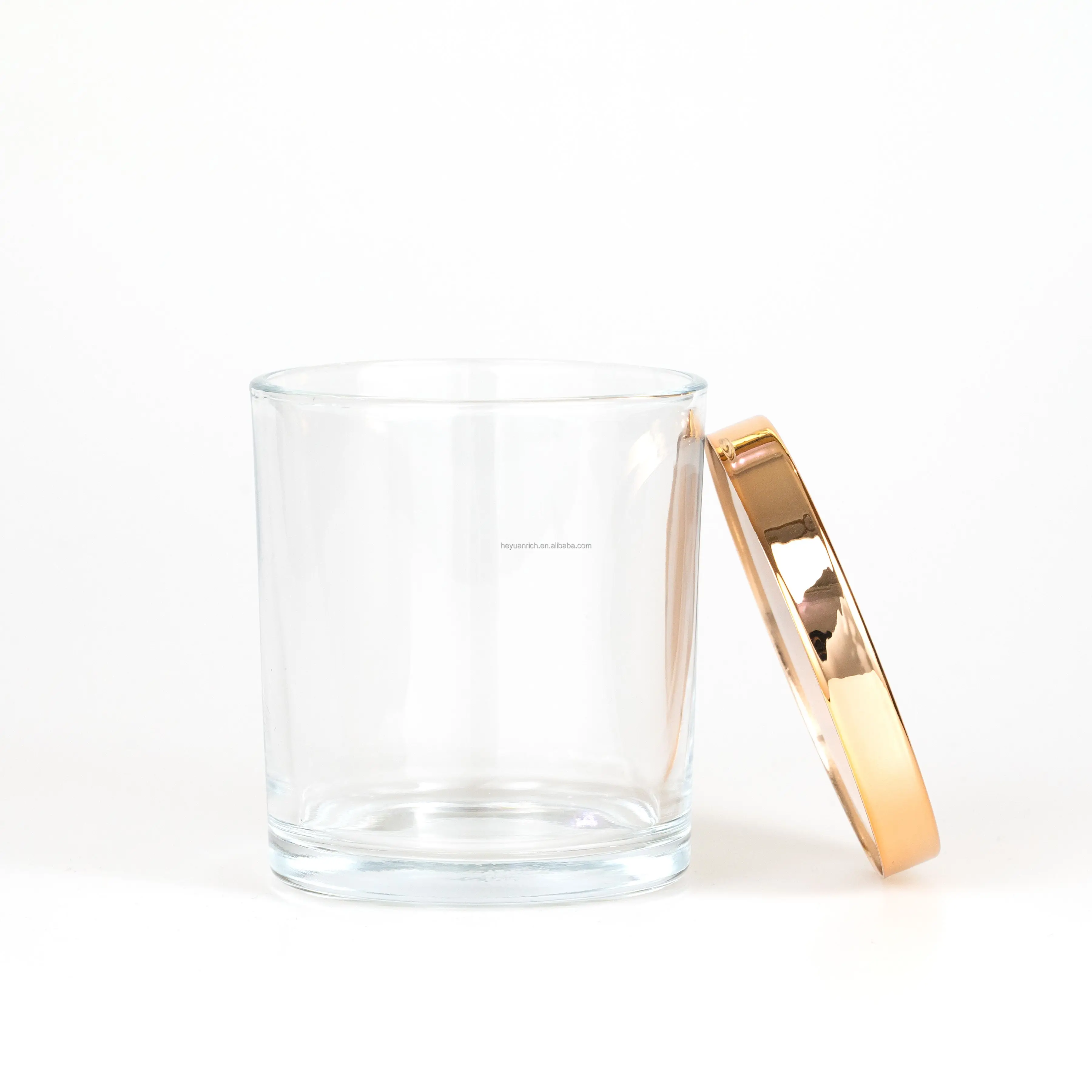 7oz Clear Cylinder Glass Candle Jar Vessel Holder With Metal Lid Iron