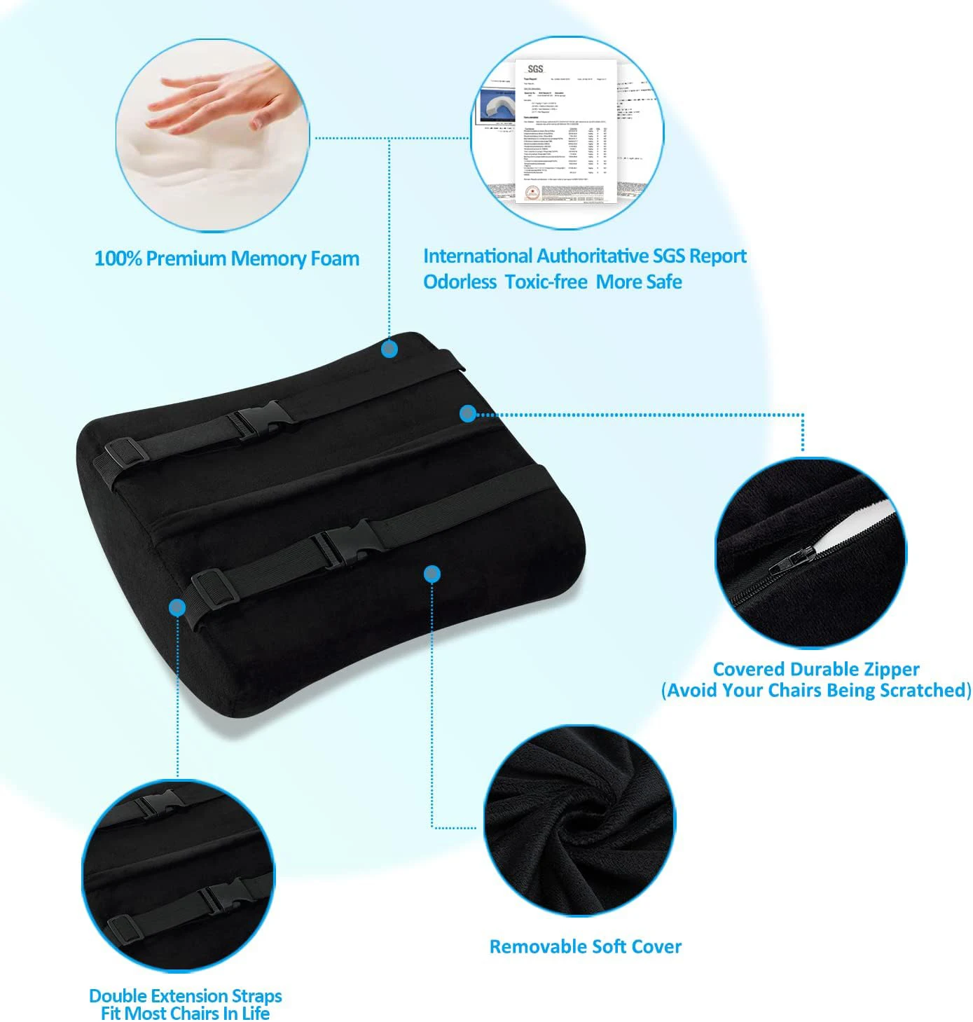 Wholesale Seat Cushion and Lumbar Support Pillow for Office Chair,Factory Direct Sell Memory Foam Lumbar Support Pillow
