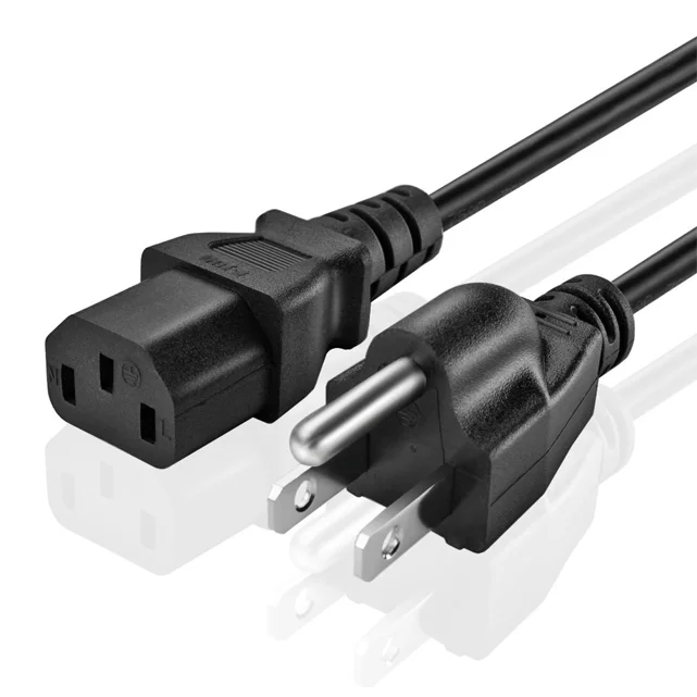 American 3 Pin Prong Plug Cable USA 3Pin 18 16AWG Power Cord US Plug C13 PC Power Extension Cord American AC Power Plug