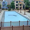 Blue automatic pool cover