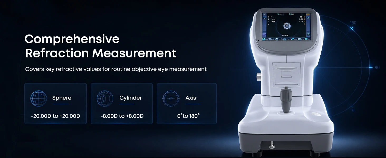 Auto Refractometer with Keratometer Automatic Refraction and Corneal Measurement Device for Optometry