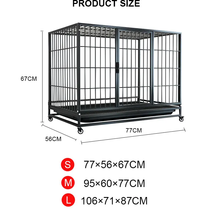 Heavy Duty Foldable Metal Kennels Large Dog Cages With Tray And Moving