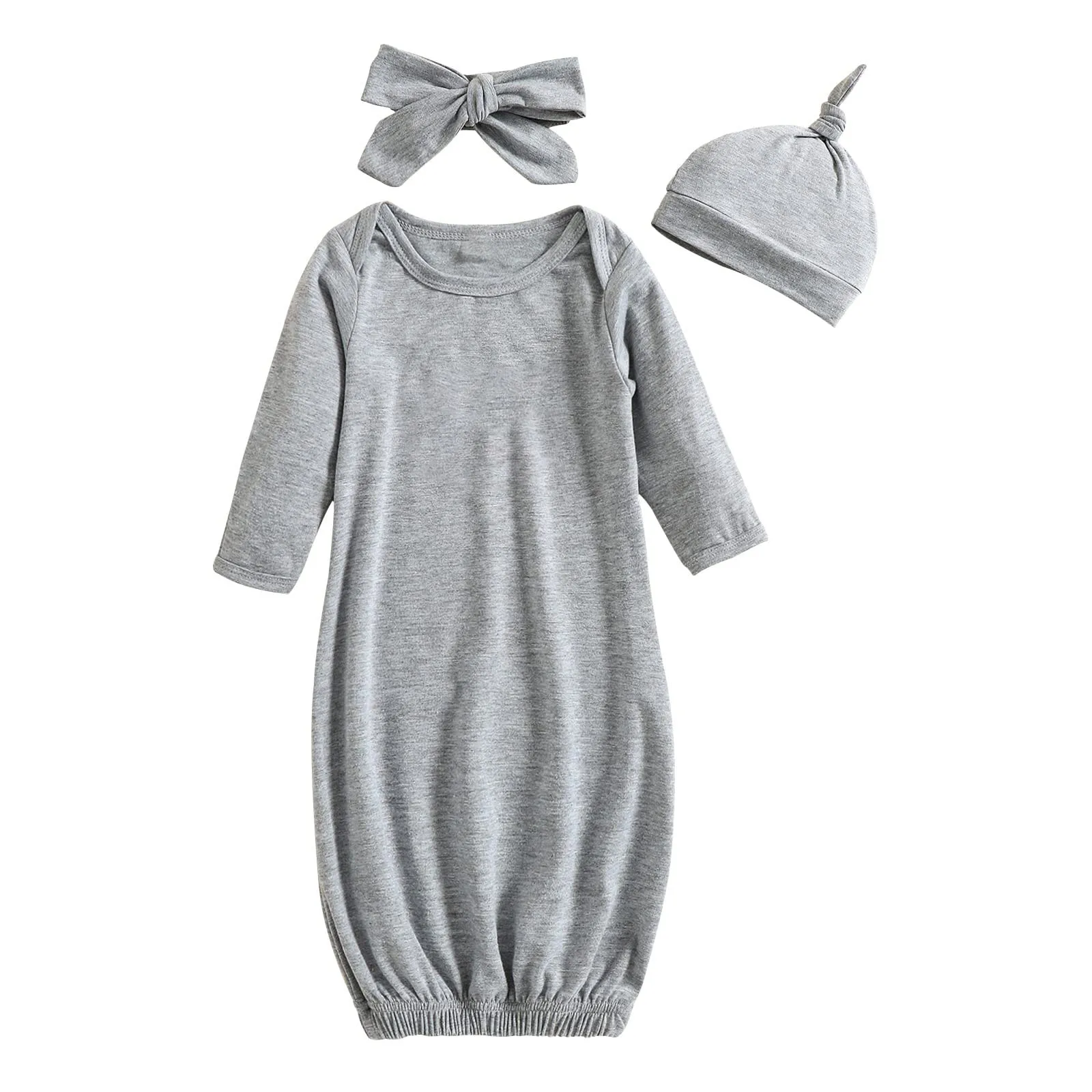 Newborn Baby Girl Little Sister Sleeper Gown Stripe Long Sleeve Nightgown Outfit 