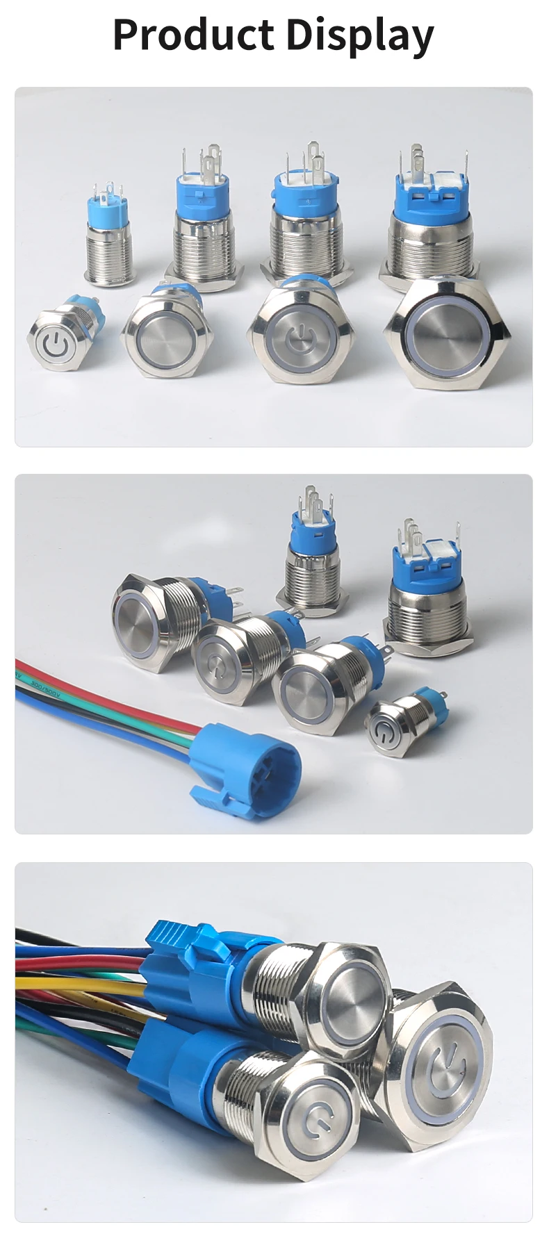 High Quality Brass IP65 Home Appliance Push Button Switches 12mm-22mm Momentary