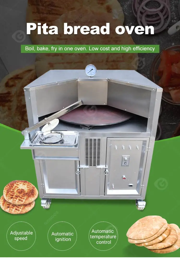 Automatic Tandoori Machine Usaha Long Roti Rotary Small Arabic Pita Bread Oven