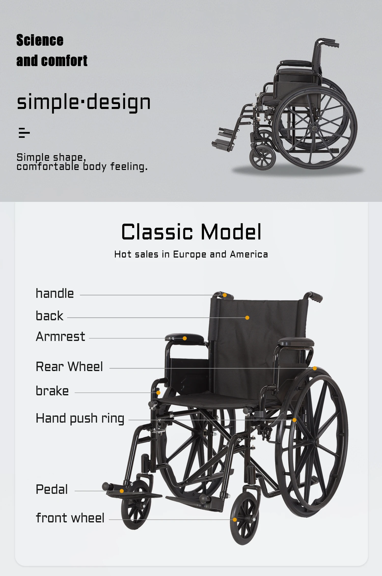 Cheap Manual Wheelchair Steel Foldable Wheelchair Disability Chairs