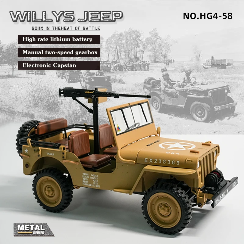 【美品】JEEP HG4-58 G.P.W 1/14スケール RC　A1606 1:14 Scale RC Rock Crawler Car Toy with Lights & Sounds for Kids