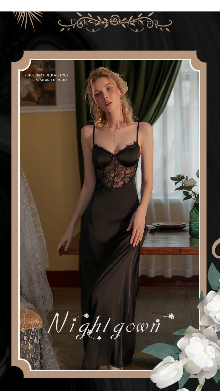 New Fashion Nighties Women Silk Sleepwear Underwire Padded Bra Lace