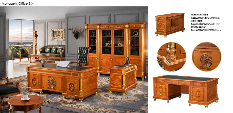 Arabian-style Luxurious Exclusive Solid Wood Classic Manager Executive Desk Workstations Boss Royal Office Furniture