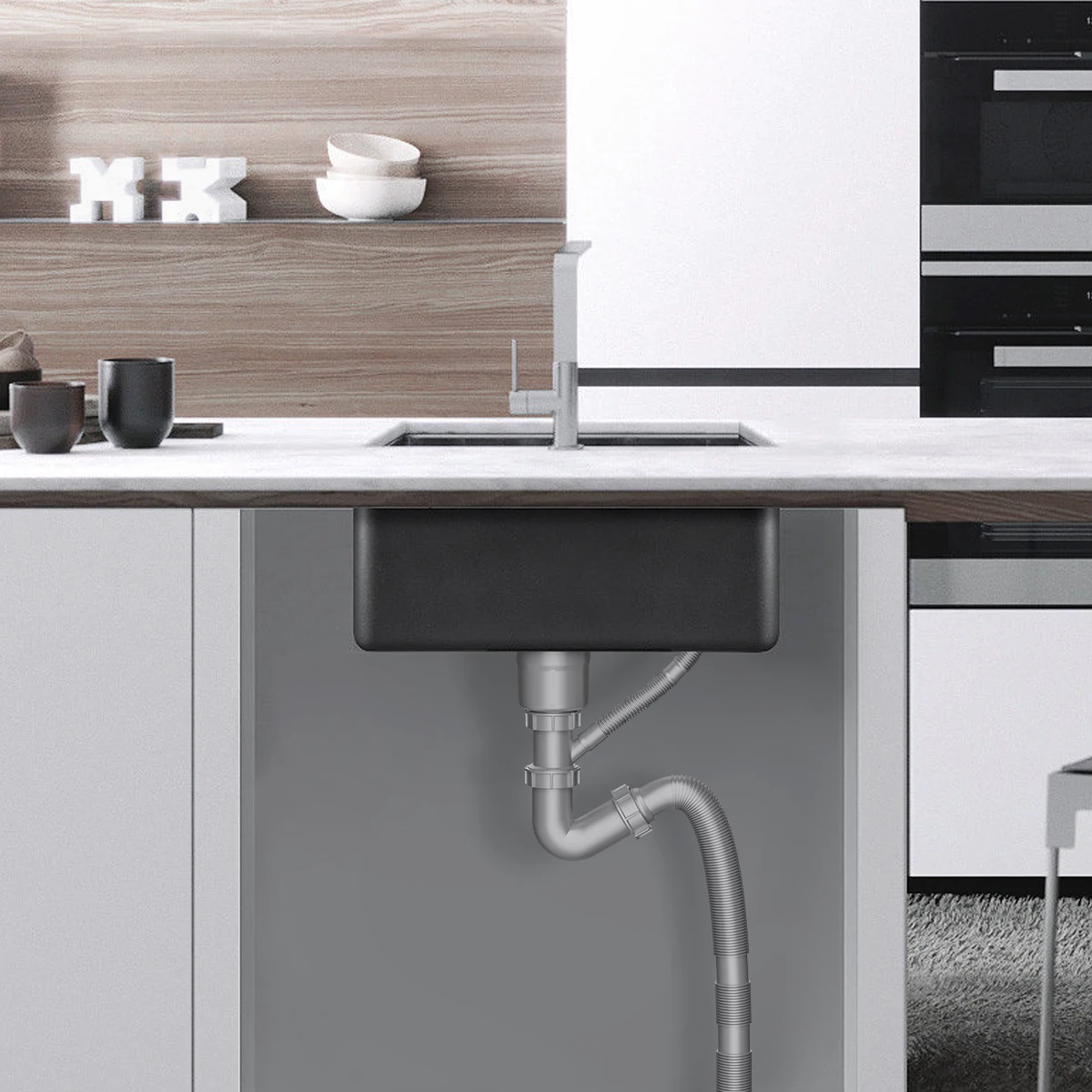 odm flexible single bowl sink drain pipe kitchen sink waste pipe anti odor and anti insect-3