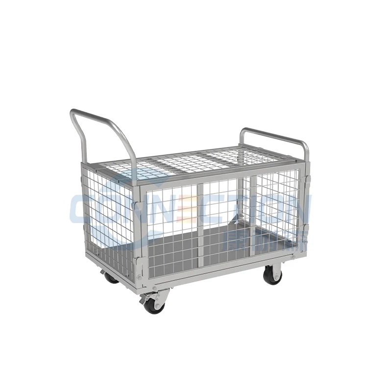 Collapsible Roll Container Push Carts Platform Trolley with Cages 4 in 1 Foldable Cage Cart Dolly Basketball Carts