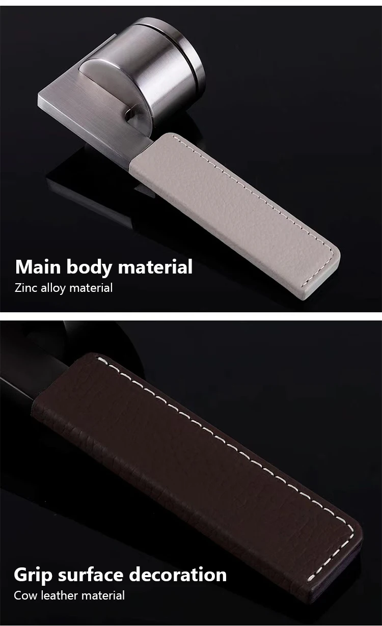 Latest Zinc Alloy Luxury Door Handle With Lock Leather Minimalist Door