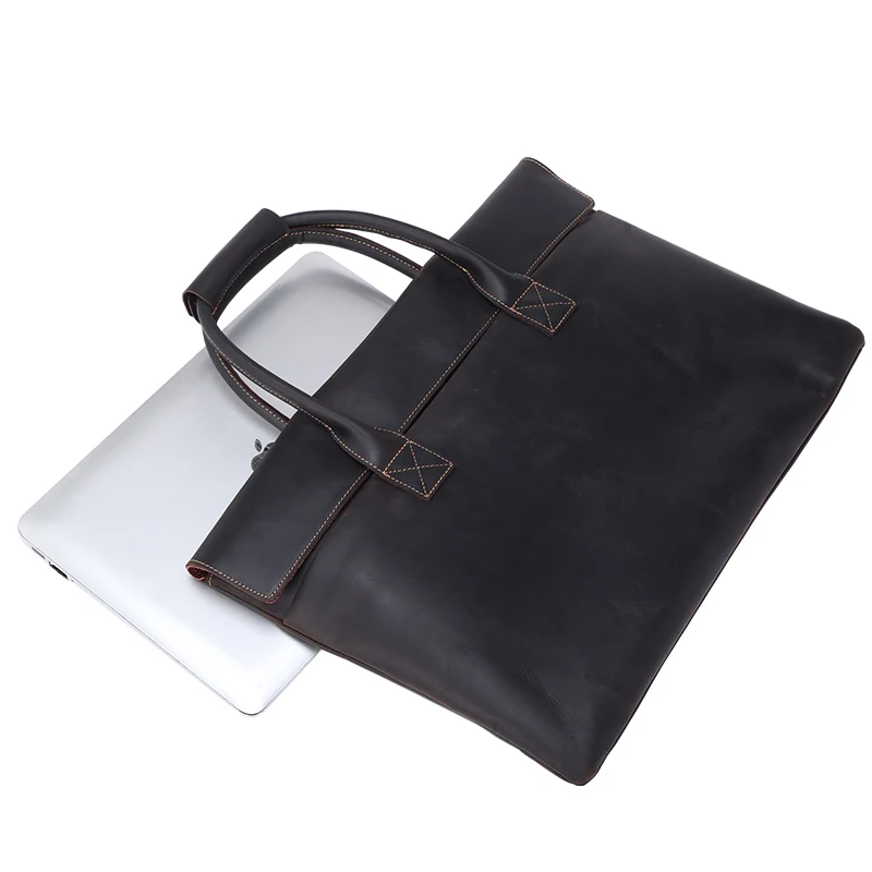 New Arrival Customized Logo Genuine Leather Bag for Men Laptop Bag Full Grain Crazy Horse Leather Briefcase