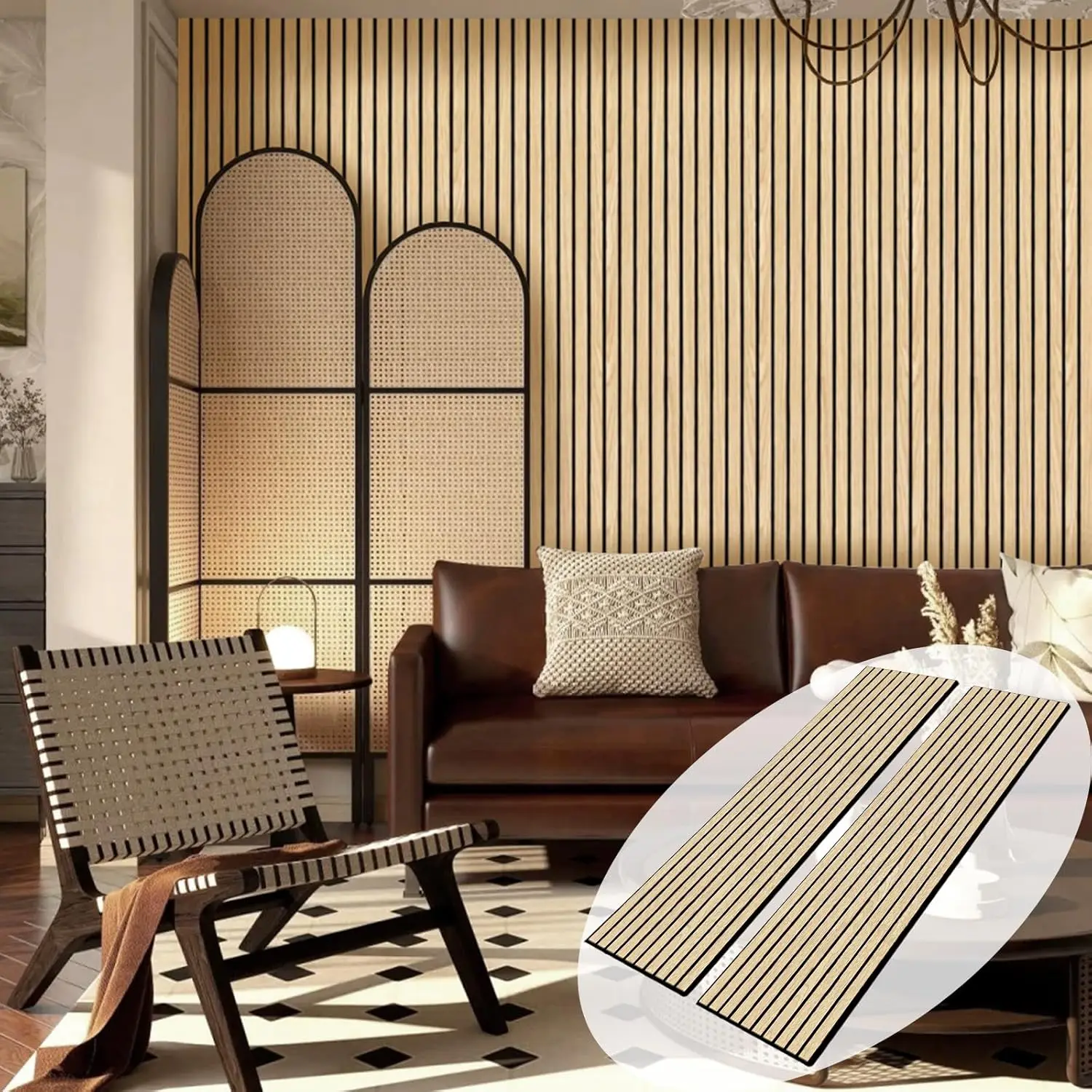 Oak Acoustic Slat Wood Panels Modern Extra-Long Soundproof Wall Panels for Home Office Hotel & Apartment