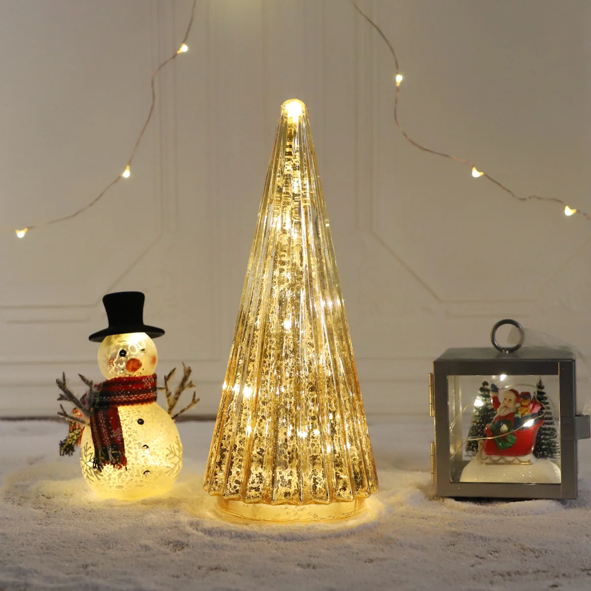 Creative Christmas Tree In Glass Led Light Glass Tree Xmas Decor Gift Home Mercury Finish Xmas tree decoration