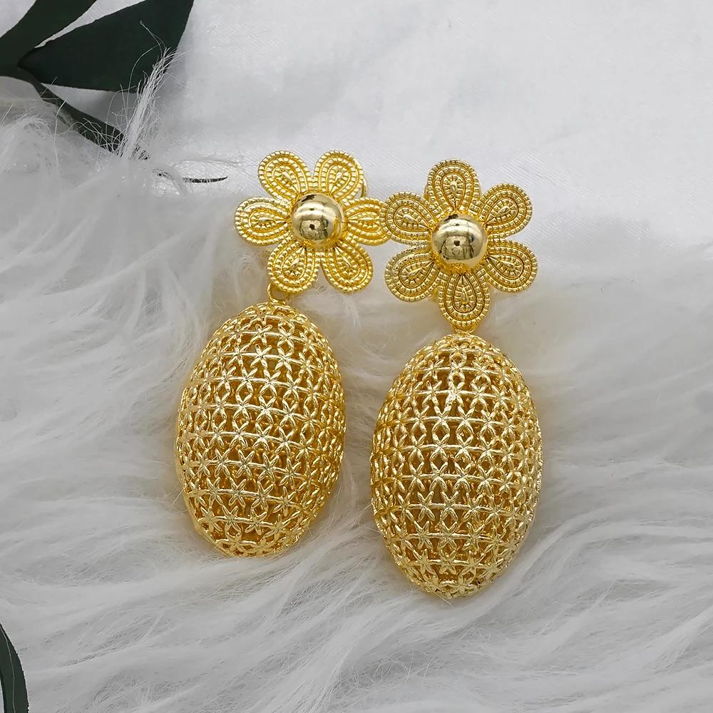 Fashion 24k Gold Plated Wholesale Dubai Gold Stud Earrings Jewelry For