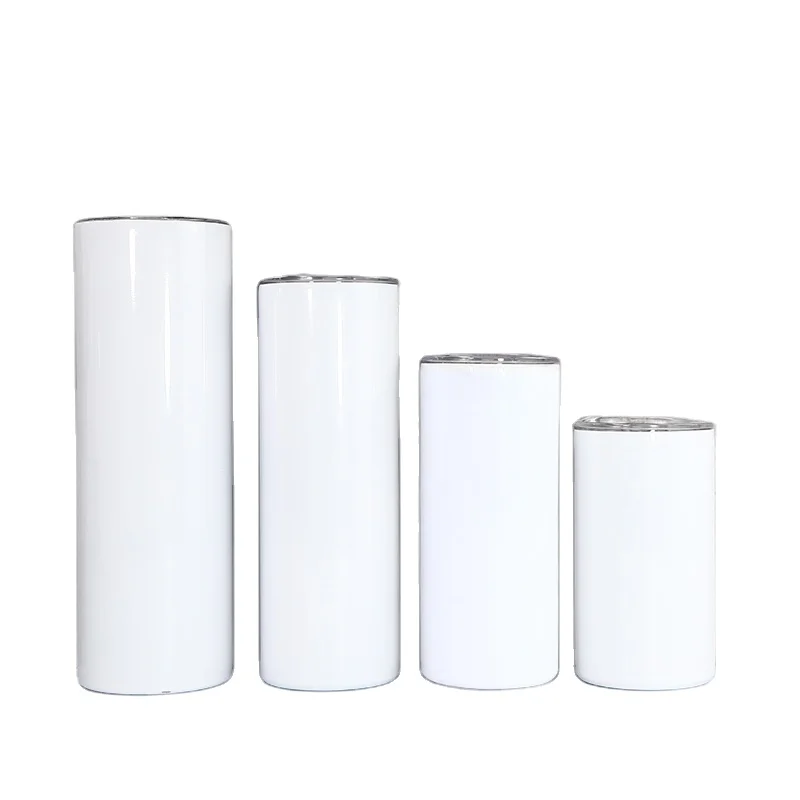 США Бесплатная доставка 12oz 15oz 20oz 30oz оптовая продажа прямой стакан из нержавеющей стали Белые сублимационные заготовки с пластиковой соломинкой