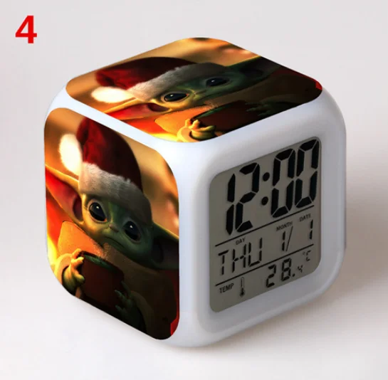 Lovely Baby Yoda Cartoon Alarm Clock Children's Decoration Light Ring