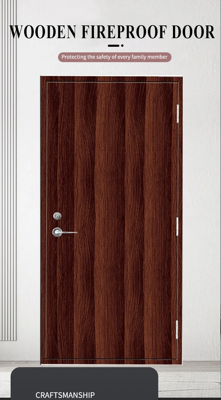 Modern 1-2 Hour Fireproof Interior <a class='inkey' style='color:blue' href='https://www.cydoorwin.com/-doors-' target='_blank'>Door</a> with Steel Frame Security Swing WPC PVC Glass Solid Wood Door Finished Surface manufacture