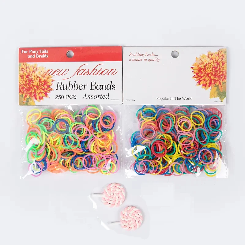 300pcs Rubber Bands Small One Size 1/2' Black Colorful Elastic Rubber