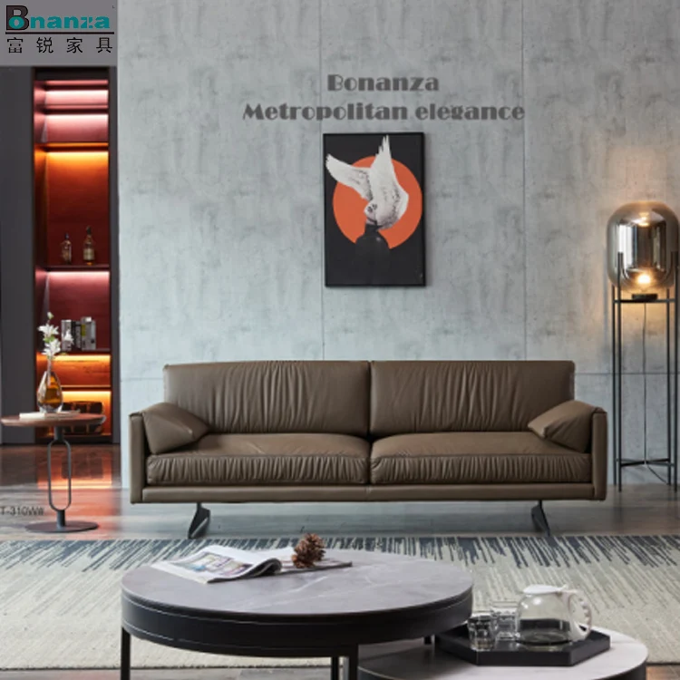 Коричневый итальянский Императорский сверхдлинный кожаный диван bonena