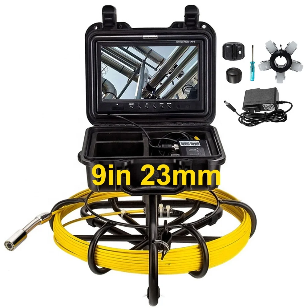9Inch HD1080P Touch Screen Sewer Camera with 512Hz Sonde&Self-leveling&Meter Counter for Home pipeline Inspection factory