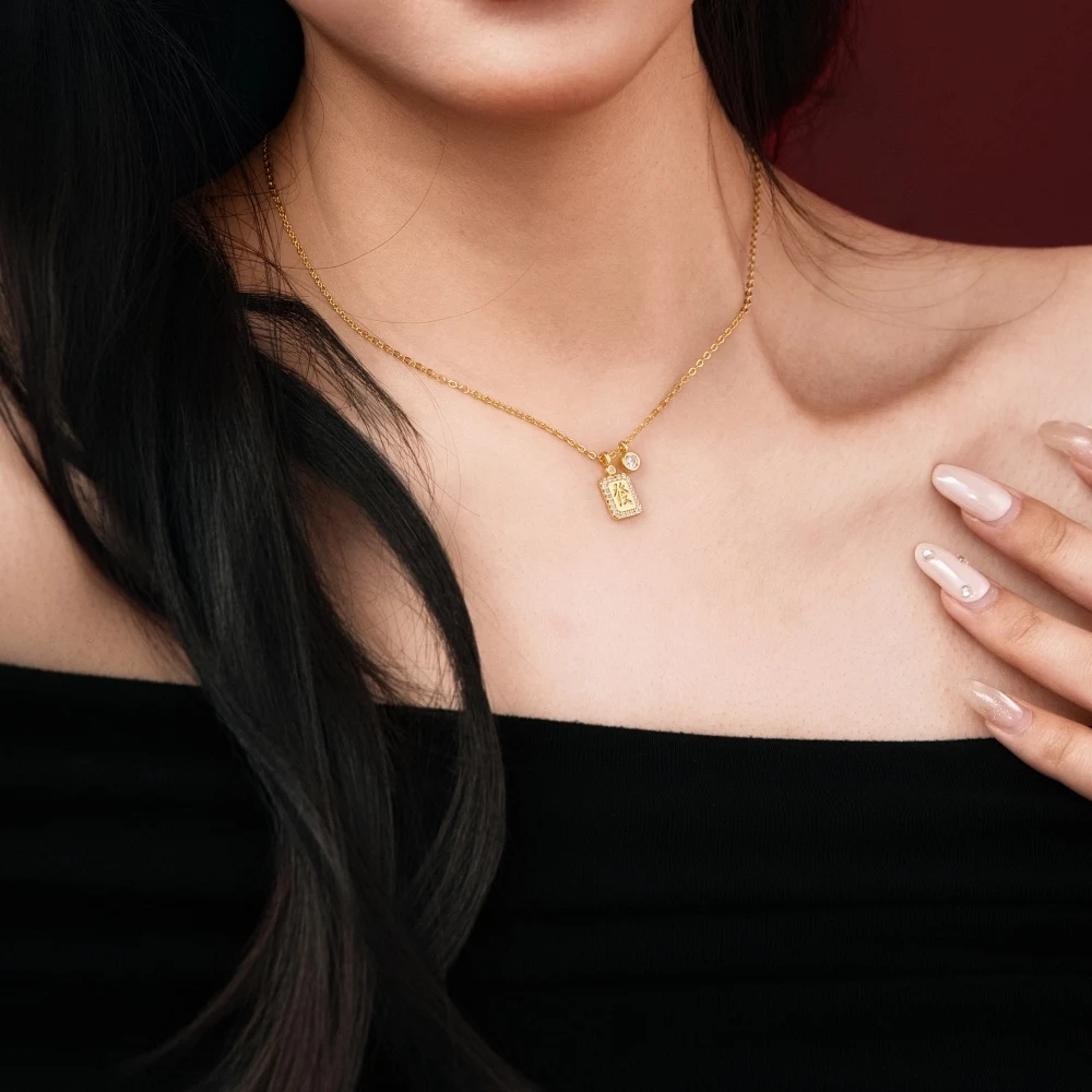 KAKODIY High Fashion Jewelry 925 Sterling Silver Chain 5A Zirconia Pendant Necklace with Chinese Characters "Wealth and Gui" for Women detail 4