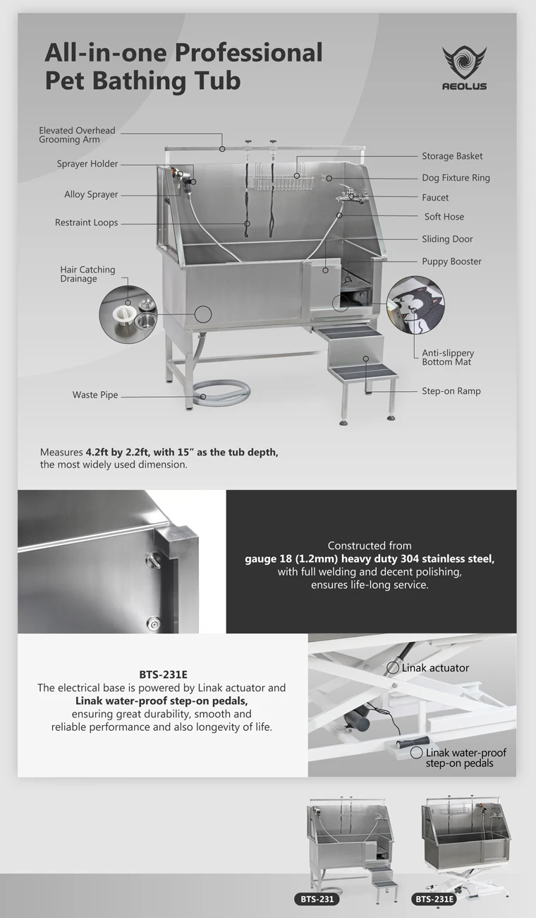 Dog Wash Station Pet Bathtub Spa Multifunction Portable Pet Durable