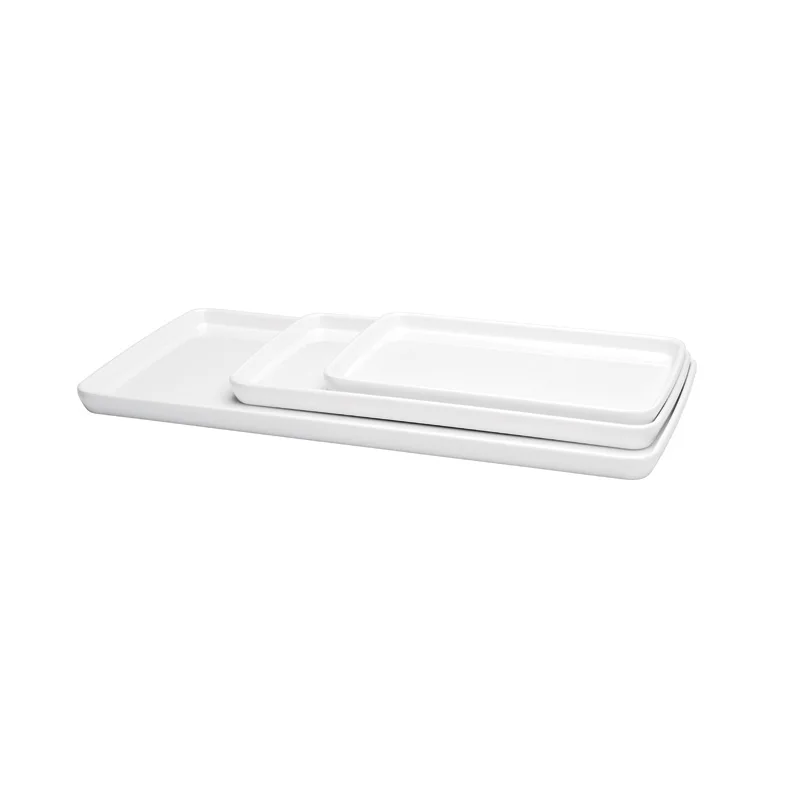 Rectangular Bakery Serving Tray White Plastic Bread Tray Window Showcase Flat Bread Tray