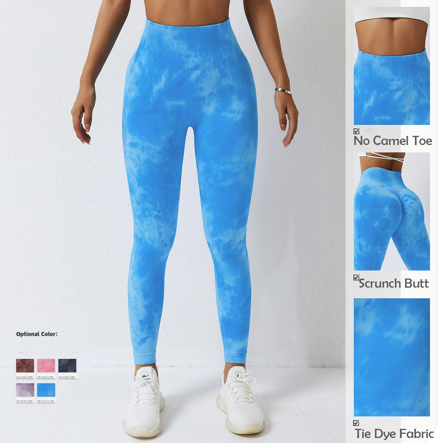 High Quality No Camel Toe Yoga Leggings Tie Dye High Waist Seamless