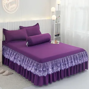 New Style 9 Colors Solid Bedsheets Luxury High Quality Bedding Skirts