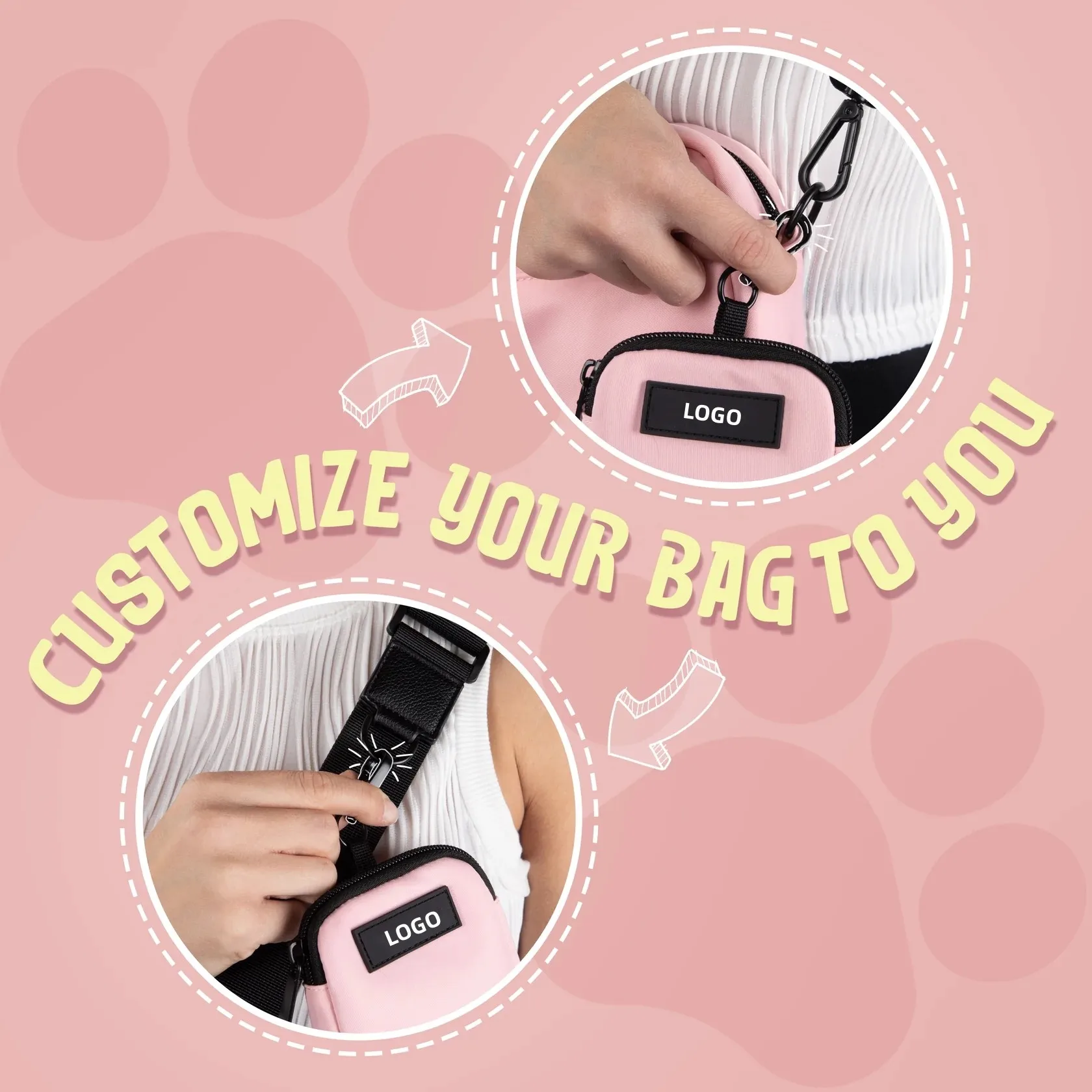 Sinsky Dog Walking Bag Waist Treat Cross Sling Carrier Custom Dog Tote