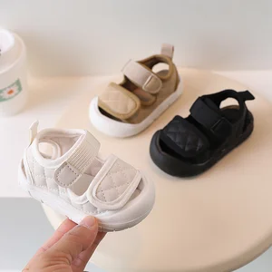 New Design Summer Baby Casual Shoes Wholesale Black White Toddler Girl Footwear Fashion Rubber Walking Children's Sandals Boys